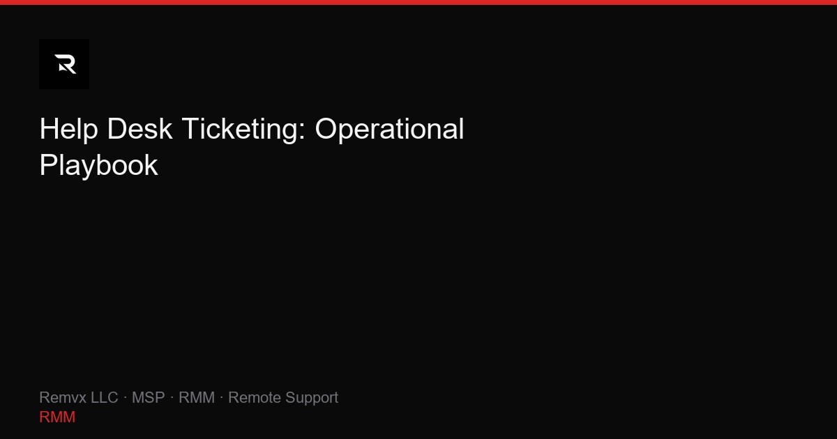 Help Desk Ticketing: Operational Playbook