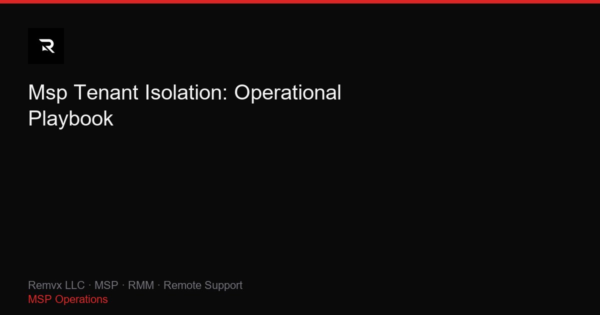 Msp Tenant Isolation: Operational Playbook