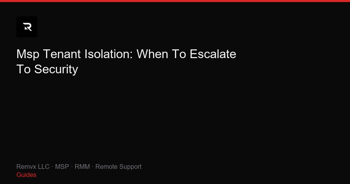 Msp Tenant Isolation: When To Escalate To Security